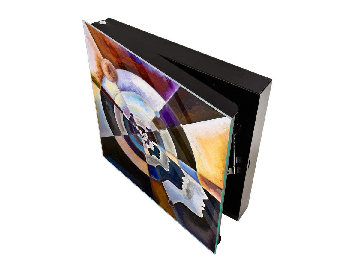 Wall Mounted Key Holder and Magnetic Dry-Erase Glass Board KN13 Abstract Graphics Series: Colors in us