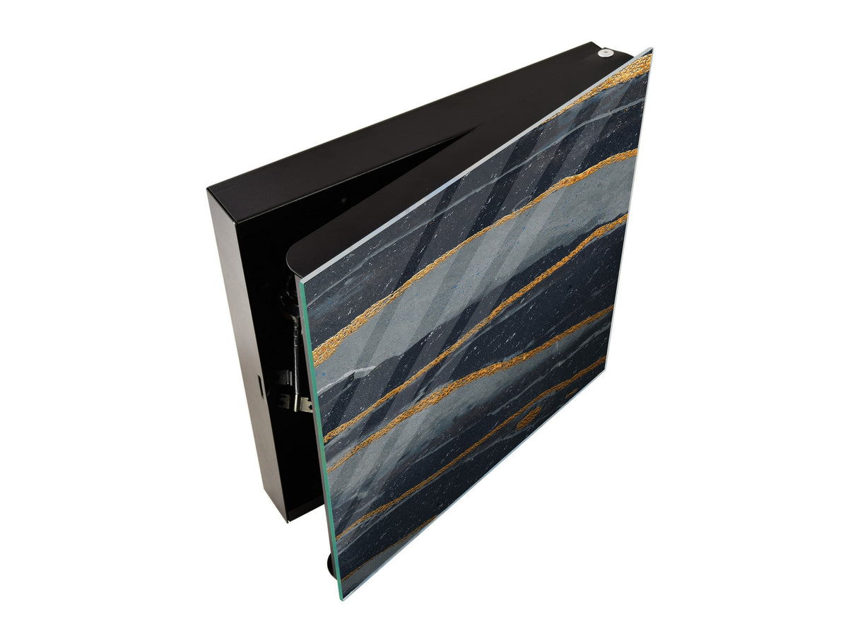 Concept Crystal Wall Mount Key Box together with Decorative Dry Erase Board KN03 Colourful abstractions Series: Dark-blue marble