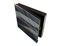 Concept Crystal Wall Mount Key Box together with Decorative Dry Erase Board KN03 Colourful abstractions Series: Dark-blue marble