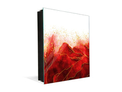 50 Key lock Box storage holder with Decorative front glass panel KN01 Marbles 1 Series: Red marble leaves