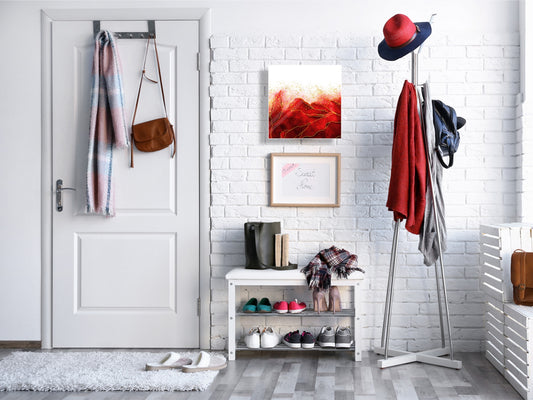 50 Key lock Box storage holder with Decorative front glass panel KN01 Marbles 1 Series: Red marble leaves