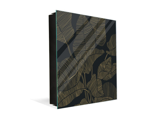 Decorative key Storage Cabinet with Glass White Board KN07: Botanical modern art