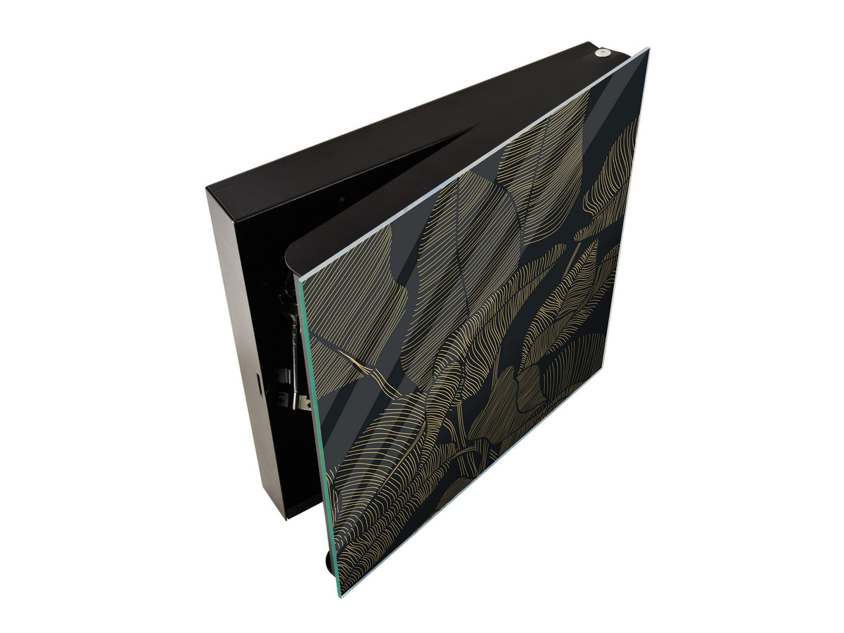 Decorative key Storage Cabinet with Glass White Board KN07: Botanical modern art