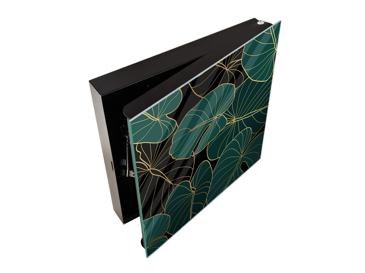 Decorative Key Organizer with Magnetic Surface Dry-Erase Board KN11 Tropical Leaves Series: Art deco wallpaper 1