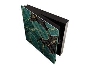 Decorative Key Organizer with Magnetic Surface Dry-Erase Board KN11 Tropical Leaves Series: Art deco wallpaper 1