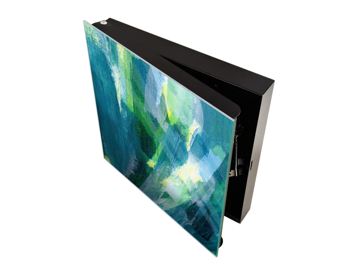 Decorative key Storage Cabinet with Glass White Board KN07: Colourful paint brushes