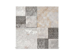 Decorative key Storage Cabinet with Glass White Board KN07: Stone mosaic background