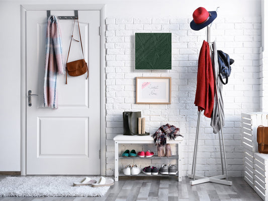 Decorative key Storage Cabinet with Glass White Board KN07: Vintage leaves and patterns Series: Abstract banana leaves