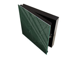 Decorative key Storage Cabinet with Glass White Board KN07: Vintage leaves and patterns Series: Abstract banana leaves