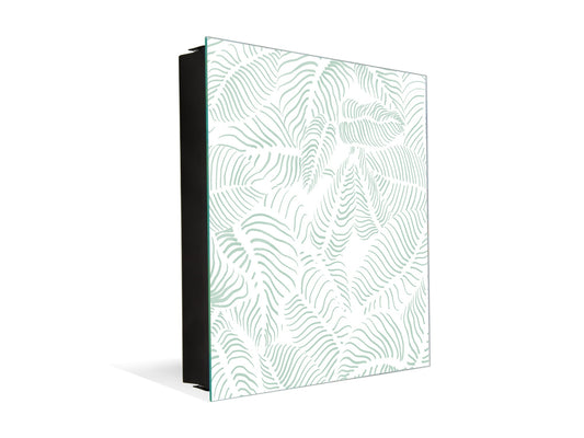 Decorative key Storage Cabinet with Glass White Board KN07: Abstract leave background