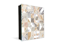 Decorative key Storage Cabinet with Glass White Board KN07: Retro tiles pattern