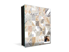 Decorative key Storage Cabinet with Glass White Board KN07: Retro tiles pattern