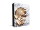 Decorative Key Organizer with Magnetic Surface Dry-Erase Board KN11 Tropical Leaves Series: Golden leaf on marble