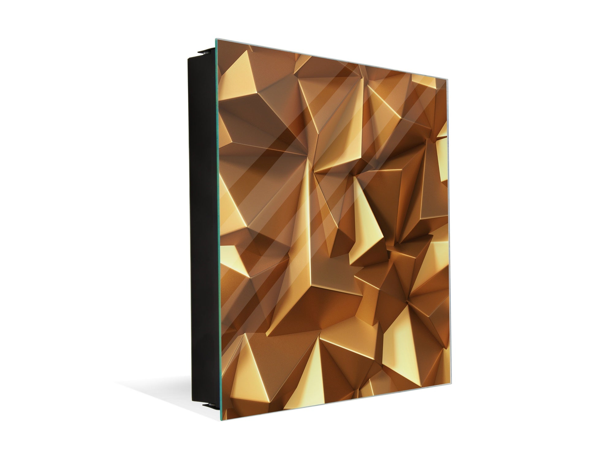 Decorative Key Box with Magnetic Glass Dry-Erase Board KN08 Golden Waves Series: Golden crystals