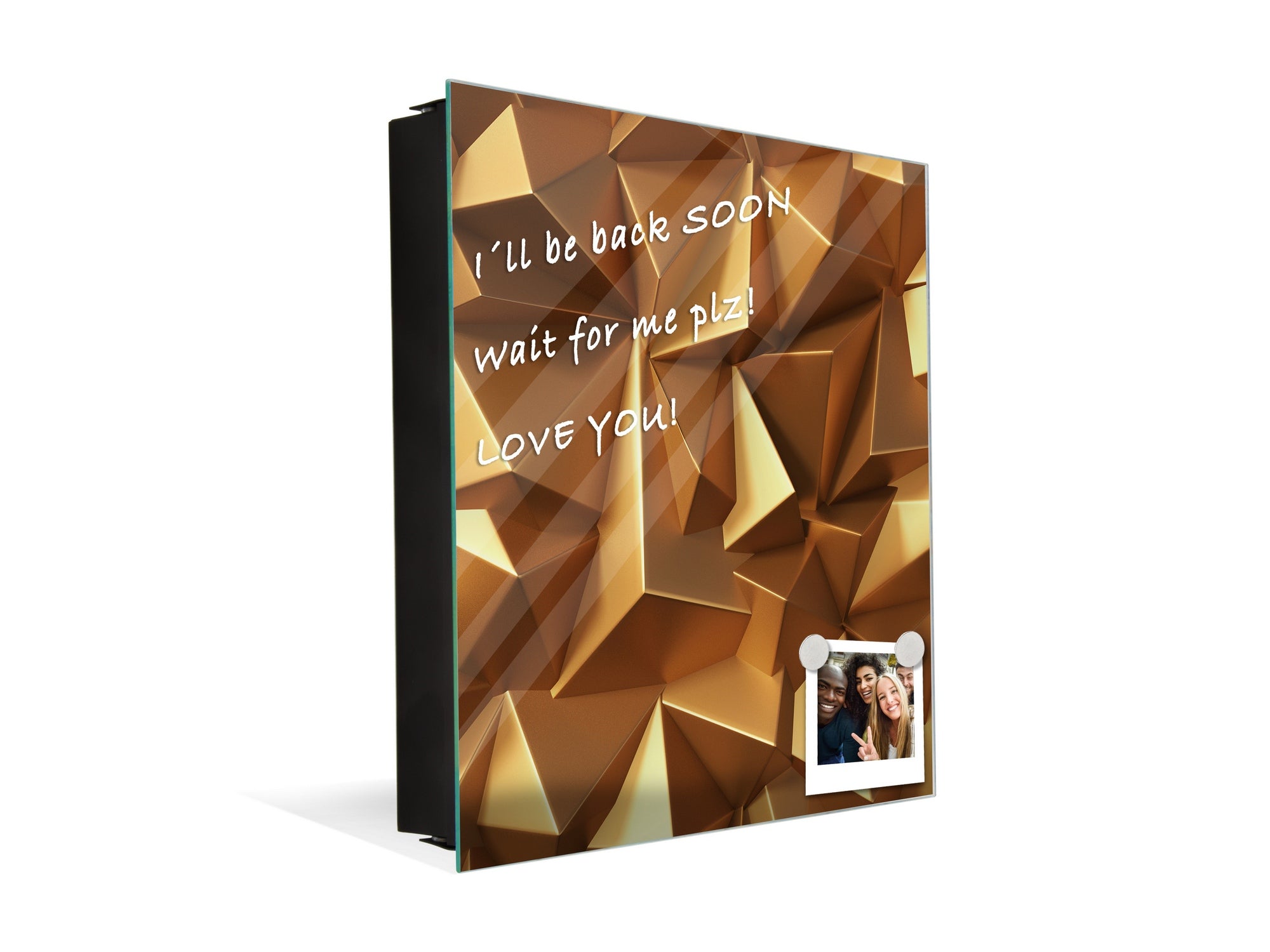 Decorative Key Box with Magnetic Glass Dry-Erase Board KN08 Golden Waves Series: Golden crystals