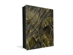 Decorative Key Organizer with Magnetic Surface Dry-Erase Board KN11 Tropical Leaves Series: Dark banana leaves