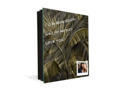 Decorative Key Organizer with Magnetic Surface Dry-Erase Board KN11 Tropical Leaves Series: Dark banana leaves