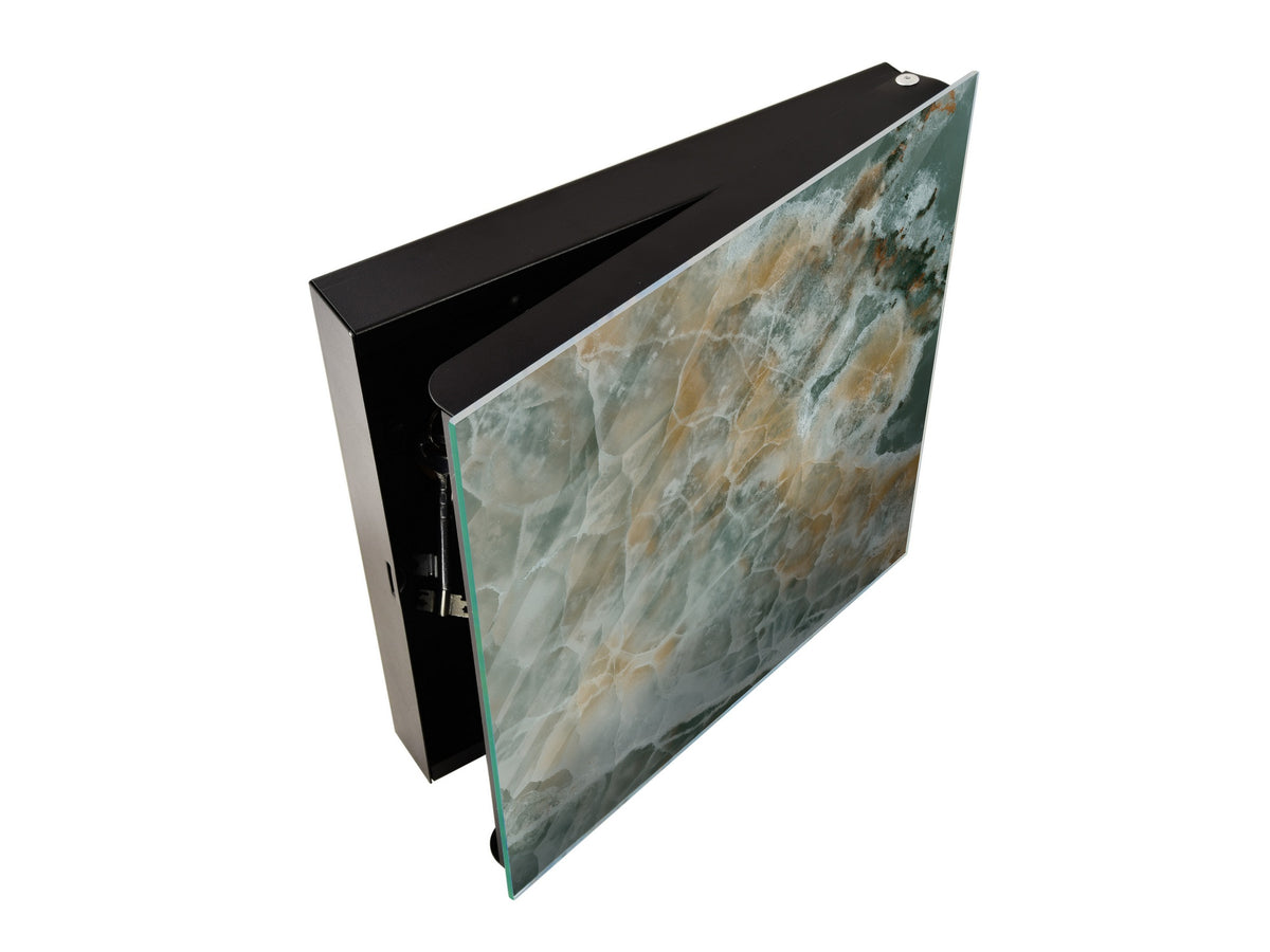50 Key lock Box storage holder with Decorative front glass panel KN01 Marbles 1 Series: Marble waves