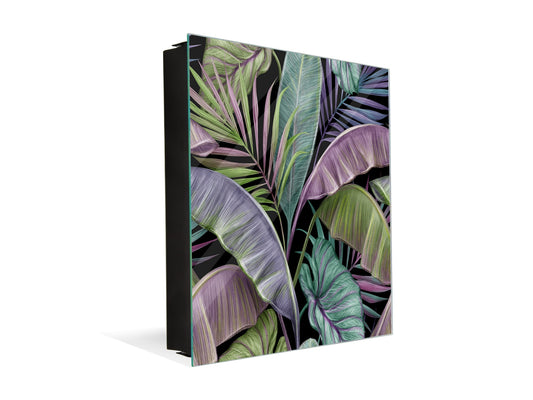 Decorative Key Organizer with Magnetic Surface Dry-Erase Board KN11 Tropical Leaves Series: Exotic pattern 2