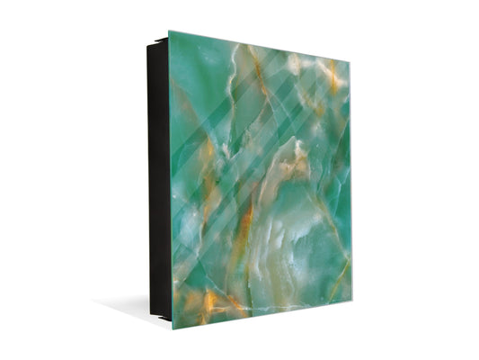 50 Key lock Box storage holder with Decorative front glass panel KN01 Marbles 1 Series: Green onyx