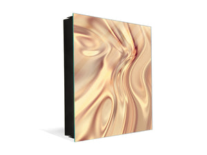 Decorative Key Box with Magnetic Glass Dry-Erase Board KN08 Golden Waves Series: Glamour gold texture