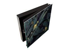 Decorative Key Organizer with Magnetic Surface Dry-Erase Board KN11 Tropical Leaves Series: Leafy wallpaper