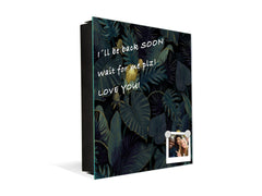 Decorative Key Organizer with Magnetic Surface Dry-Erase Board KN11 Tropical Leaves Series: Leafy wallpaper