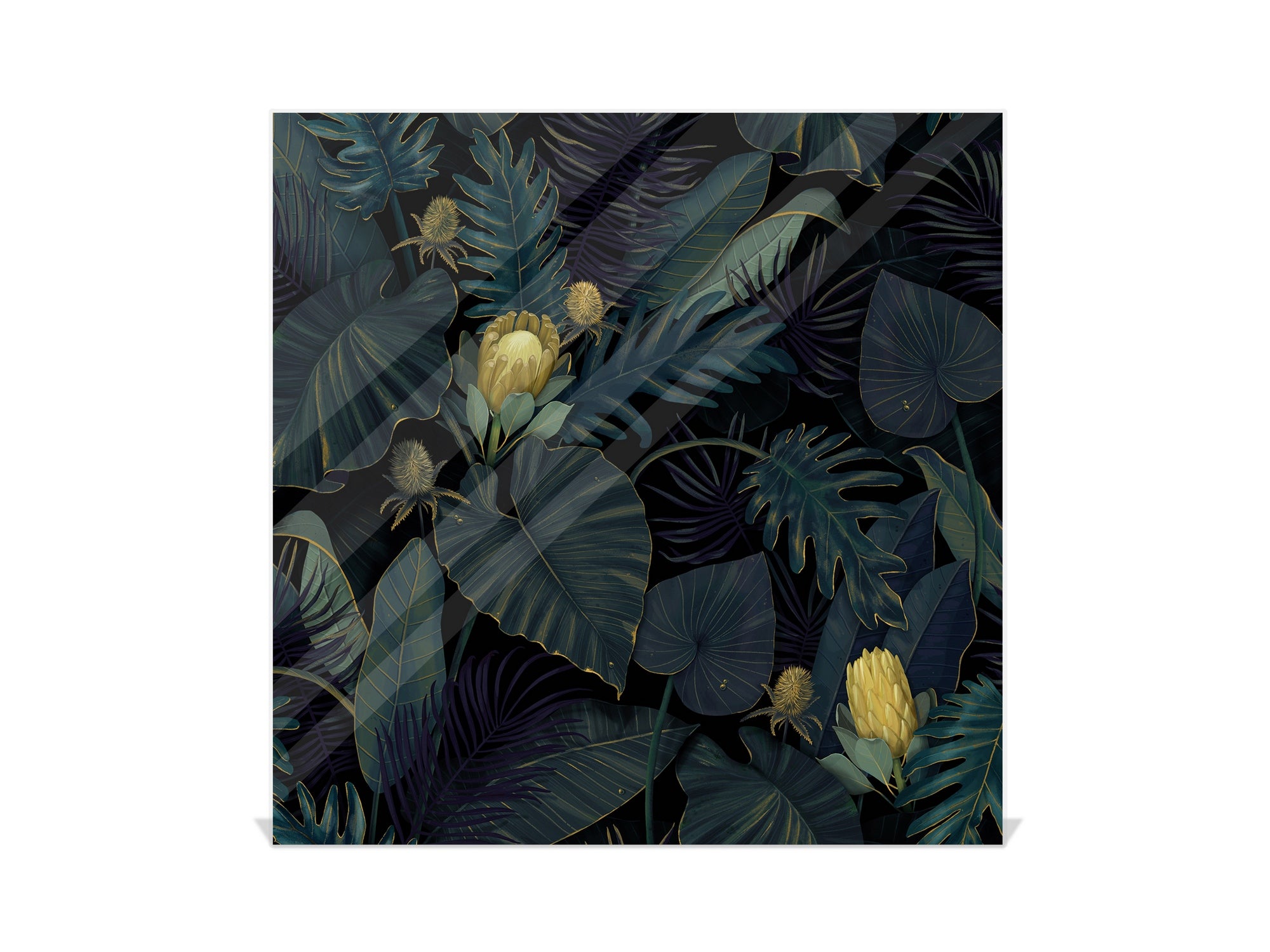 Decorative Key Organizer with Magnetic Surface Dry-Erase Board KN11 Tropical Leaves Series: Leafy wallpaper