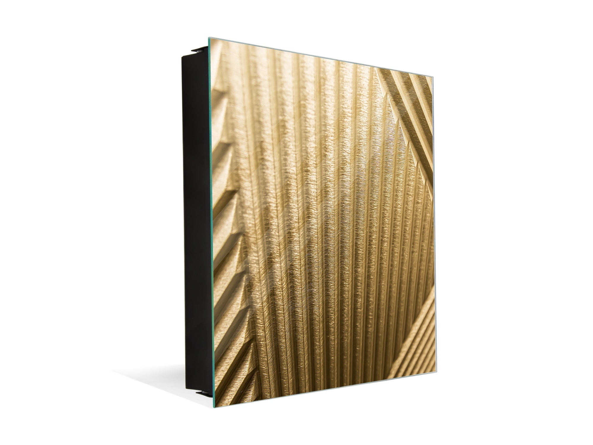 Decorative Key Box with Magnetic Glass Dry-Erase Board KN08 Golden Waves Series: Golden art deco