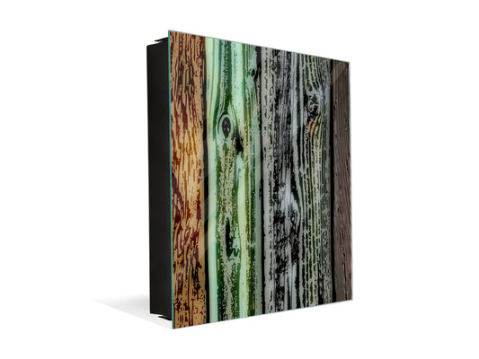 50 Keys Cabinet with Decorative Front Panel and Glass White Board KN06: Textures and tiles 2 Series: Rustic colourful wood