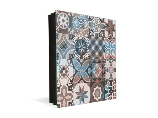 Decorative key Storage Cabinet with Glass White Board KN07: Spanish mosaic tiles