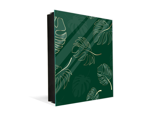 Decorative Key Organizer with Magnetic Surface Dry-Erase Board KN11 Tropical Leaves Series: Modern monstera leaves