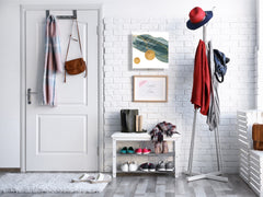 Decorative key Storage Cabinet with Glass White Board KN07: Gold abstract lines