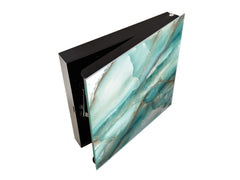 50 Key lock Box storage holder with Decorative front glass panel KN01 Marbles 1 Series: Cold blue onyx