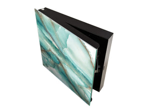 50 Key lock Box storage holder with Decorative front glass panel KN01 Marbles 1 Series: Cold blue onyx