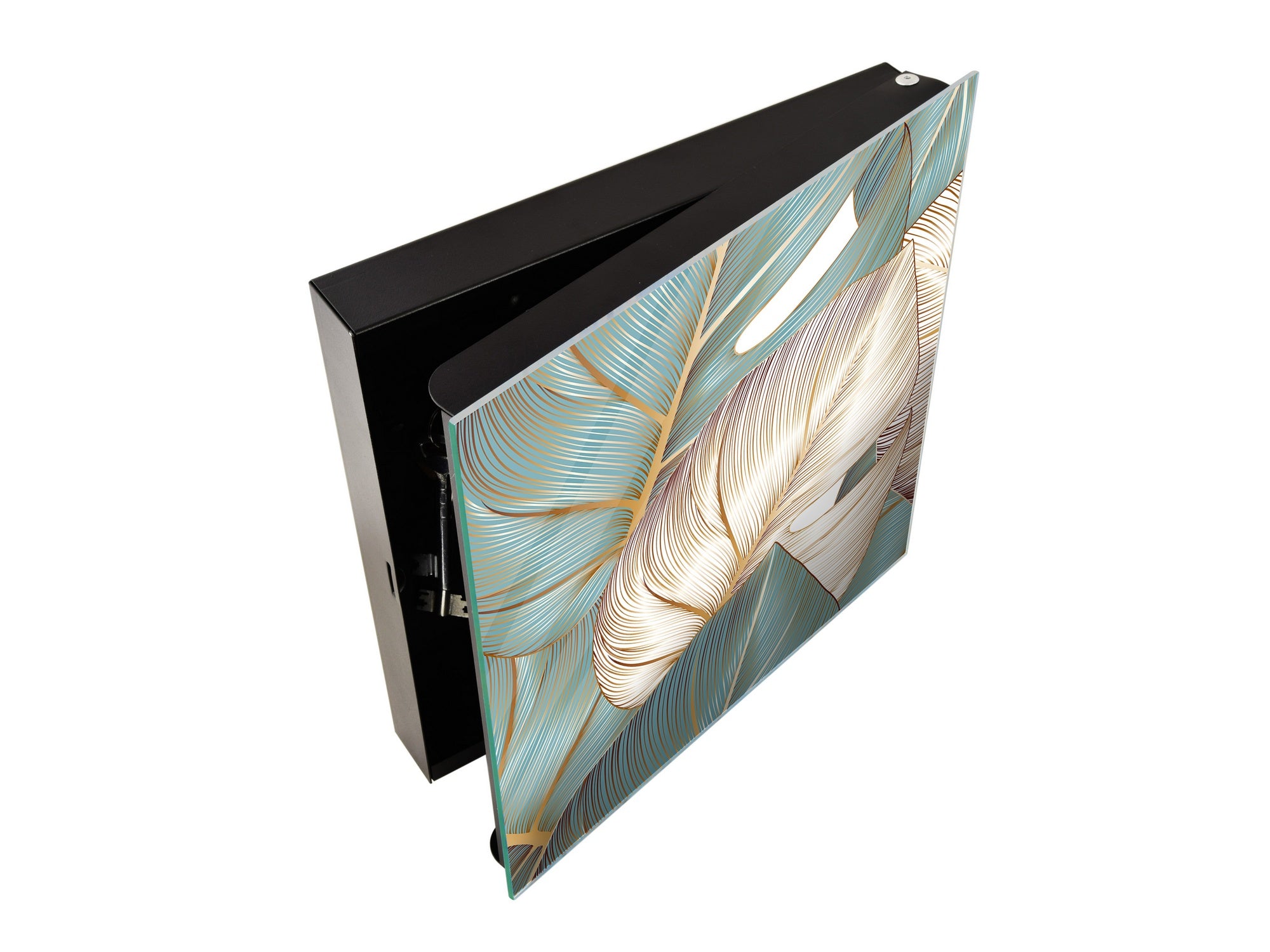 Decorative Key Organizer with Magnetic Surface Dry-Erase Board KN11 Tropical Leaves Series: Romantic monstera pattern