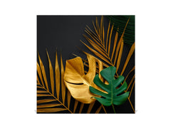 Decorative Key Organizer with Magnetic Surface Dry-Erase Board KN11 Tropical Leaves Series: Painted gold leaves