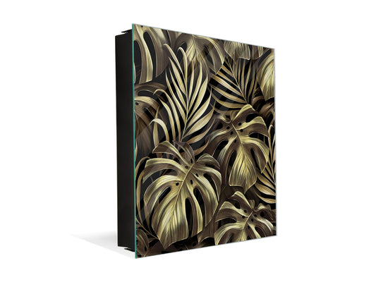 Decorative Key Organizer with Magnetic Surface Dry-Erase Board KN11 Tropical Leaves Series: Exotic vintage