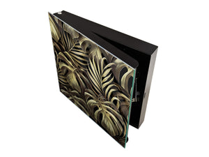 Decorative Key Organizer with Magnetic Surface Dry-Erase Board KN11 Tropical Leaves Series: Exotic vintage