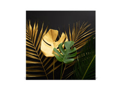 Decorative Key Organizer with Magnetic Surface Dry-Erase Board KN11 Tropical Leaves Series: Leave texture on black background