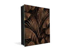 Decorative Key Organizer with Magnetic Surface Dry-Erase Board KN11 Tropical Leaves Series: Bronze banana leaves