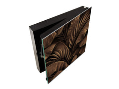 Decorative Key Organizer with Magnetic Surface Dry-Erase Board KN11 Tropical Leaves Series: Bronze banana leaves