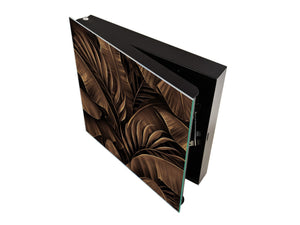 Decorative Key Organizer with Magnetic Surface Dry-Erase Board KN11 Tropical Leaves Series: Bronze banana leaves