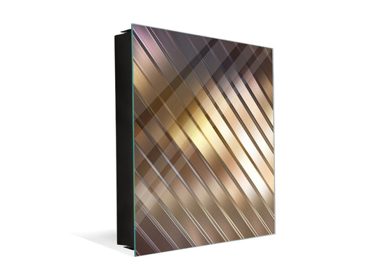 Decorative Key Box with Magnetic Glass Dry-Erase Board KN08 Golden Waves Series: Elegant golden background