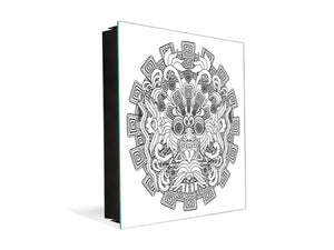 Petite boîte pour clés en métal avec motif décoratif K12 Masque de guerrier aztèque