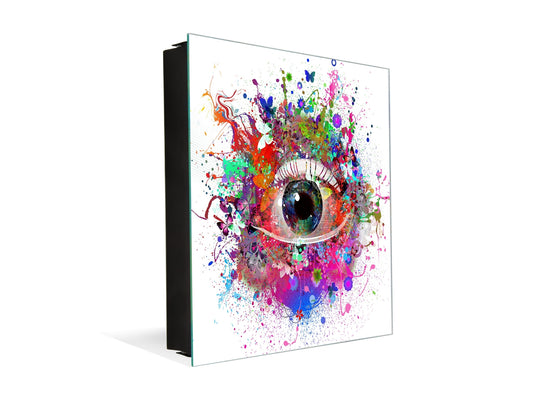 Petite armoire pour clés avec motif au choix K01 Oeil avec papillon