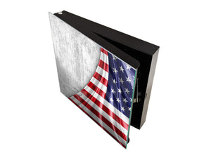 Cuadro de pared armario para llaves K06 Bandera de América de la seda