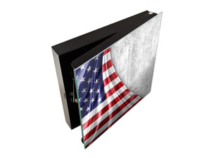 Wandmontierter Schlüsselhalter K06 Amerika Flagge aus Seide