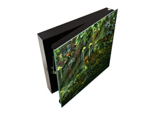 Decorative key Storage Cabinet with Glass White Board KN07: Rich green fern