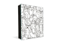 Armoire porte-clés de décoration avec tableau K02 Doodle des chats